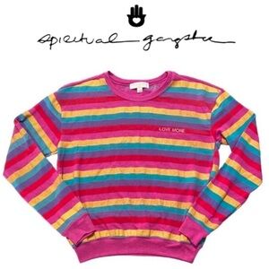 Spiritual Gangster Love More Rainbow Stripe
Savasana Pullover Women Small NWOT